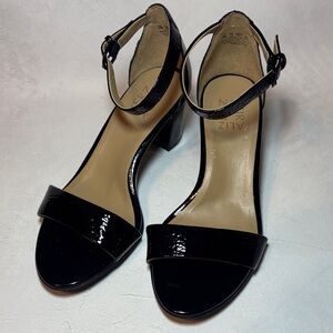 Naturalizer Black Patent Ankle Strap Heels, Sandals, leather, size 6.5